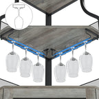 Amyove Corner Wine Bar Cabinet with Detachable Wine Rack, Industrial Wine Cabinet with Glass Holder, Small Sideboard and Liquor Coffee Bar Cabinet with Mesh Door, ‎Grey