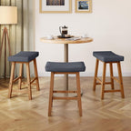 Yaheetech 24 Inch Counter Height Bar Stools Set of 3, Backless Saddle Stool Chair for Kitchen Counter Island with Footrests for Dining Room Small Space, Dark Gray