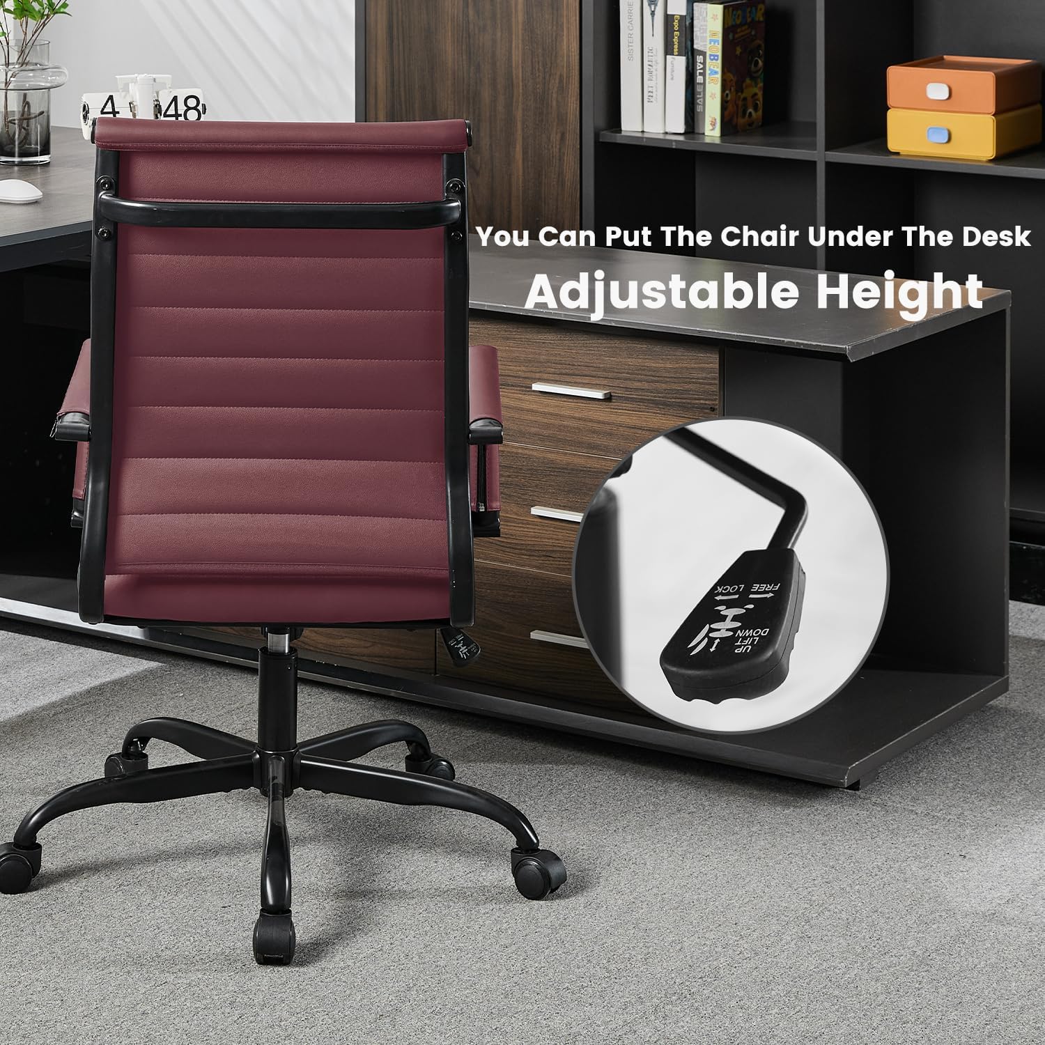 Office Desk Chair Leather, Conference Room Chairs with Wheels, Modern Executive Computer Guest Chairs with Arms.