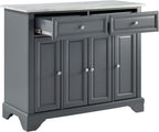 Crosley Furniture Avery Kitchen Island with Storage Shelves, Microwave Stand, Coffee Bar, Gray