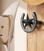 Cowboy Hat Hook for Wall, 4 Pack Cowboy Hat Rack, Metal Horseshoe Hanger, Hat Organizer, Western Hook for Wall, Hat Holder Display for Closet, Horse Supplies, Texas Gifts for Men, Black