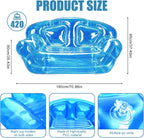 Double Seat Inflatable Couch Blow Up Couch for Camping, Outdoor Transparent Inflatable Sofa, Folding Portable Air Couches, Beach Blow Up Lounger Furniture for Adults Indoor Use for Movie Night Blue