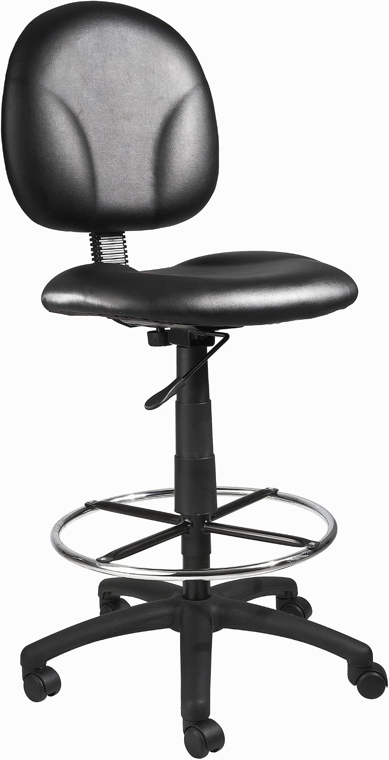 Boss Office Products Stand Up Caressoft Drafting Stool Without Arms in Black (B1690-CS)