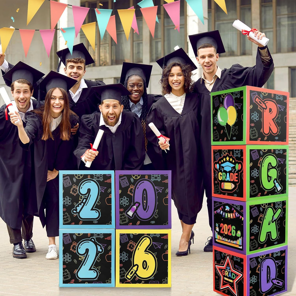 4 Pcs 2026 Preschool Balloon Boxes Kindergarten Graduation Decorations Memorable Grad Party Supplies for for Pre K Congrats Indoor Outdoor Congrats Grad Home Door Decor