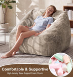 Hobestluk Giant Bean Bag Chair Memory Foam Filled Sofa Chair Bean Bag for Adults/Teens/Kids, Oversized Lazy Accent Comfy Stuffed BeanBag Sofa for Living Room Bedroom Dorm Reading(Brown)