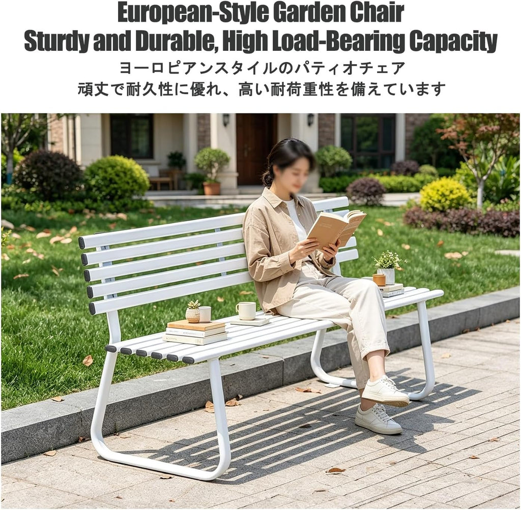 Outdoor Benches Weatherproof, Porch Benches Outdoor, It Features Strong Load Bearing Capacity and is Suitable for Porches, Lawns, Gardens, and Courtyards.(Blue,with Backrest)