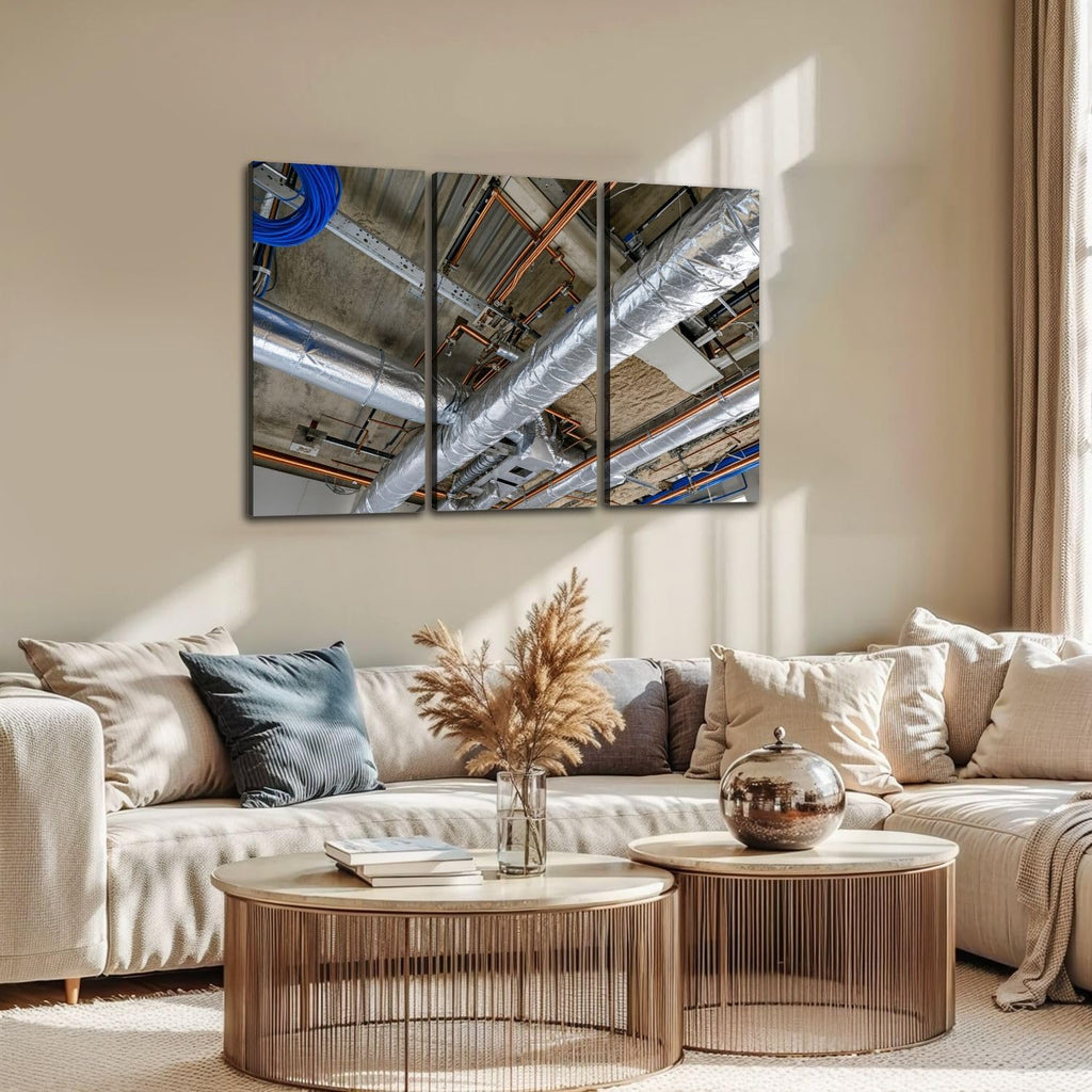 3 Piece Canvas Wall Art Ceiling HVAC Installation Nature Painting Framed Artwork for Living Room Bedroom Office Home Wall Decor 12x24inch x3pcs