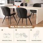 Nalupatio Dining Chairs Set of 4, Modern Dining Room Chairs Comfy Backrest Thick Upholstered Kitchen Chairs 19IN Height with Metal Legs Black