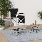 mefeir 31" Tall Folding Directors Chair with Side Table Storage Bag,Portable Makeup Artist Bar Height, Aluminum Frame 300 lbs Capacity, 19.2" D x 23.6" W x 45.6" H
