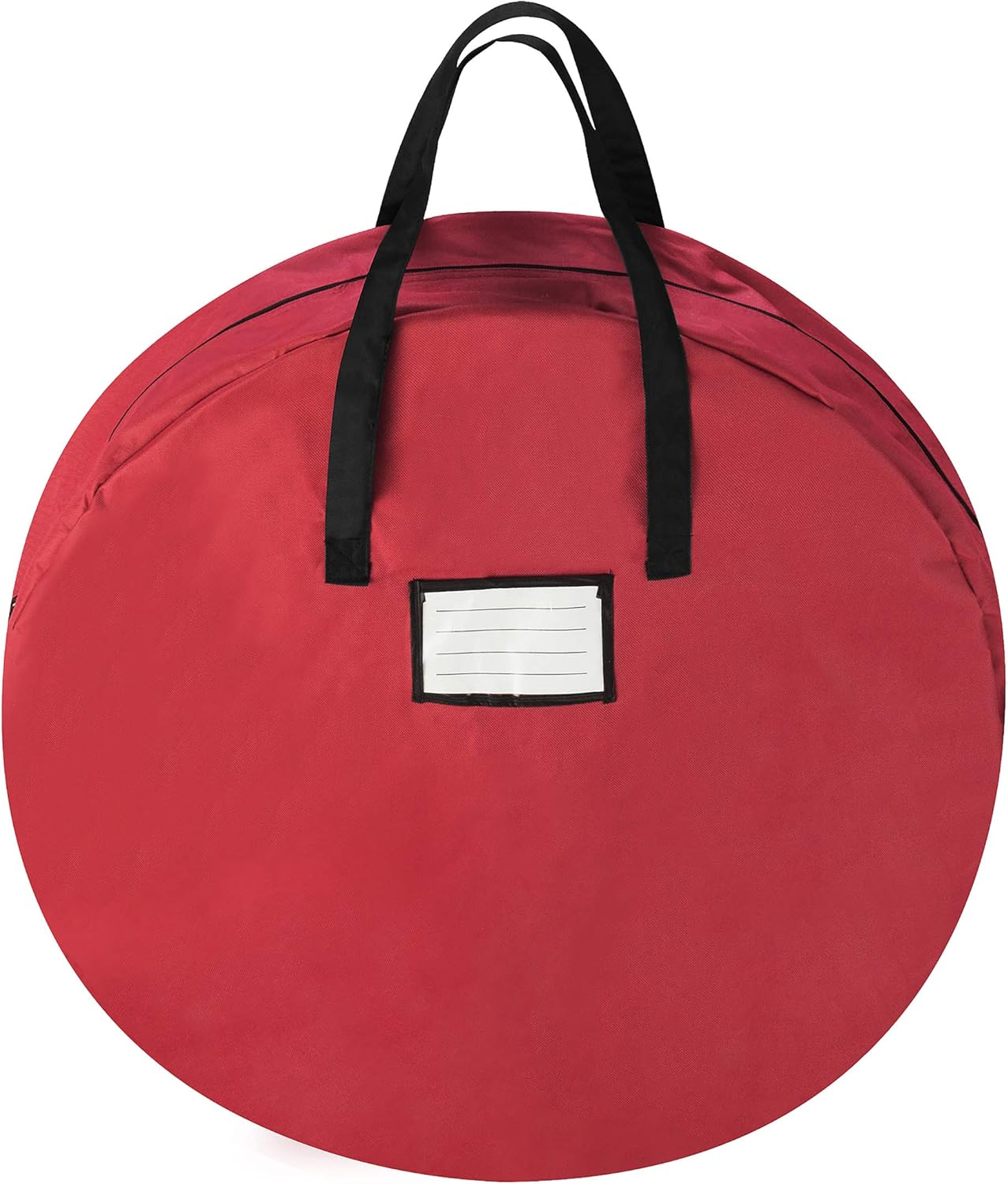 Wreath Storage Bag Round 30" Holiday, Easter, Fall & Christmas Artificial Wreaths & Garland- Red Canvas Tote with Handles by Tiny Tim Totes