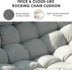 Double Papasan Rocking Chair, Oversized Outdoor & Indoor Loveseat with Thick Cushion, Heavy-Duty Steel Frame, 660 lbs Capacity, Egg Rocking Chair for Porch, Patio, Garden, Living Room (Gray)