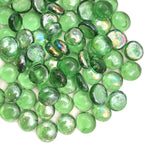 Flat Glass Marbles 1 Pound Vase Filler Fire Pit Glass Pebbles for Indoor Plants, Aquarium Fish Tank Decorations, Home Decor, Fire Pit, Landscaping, Arts Crafts (Green)