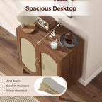 Boho Sideboard Buffet Cabinet, Modern Credenza with 2 Doors and Adjustable Shelf, Small Coffee Bar Storage for Kitchen, Entryway