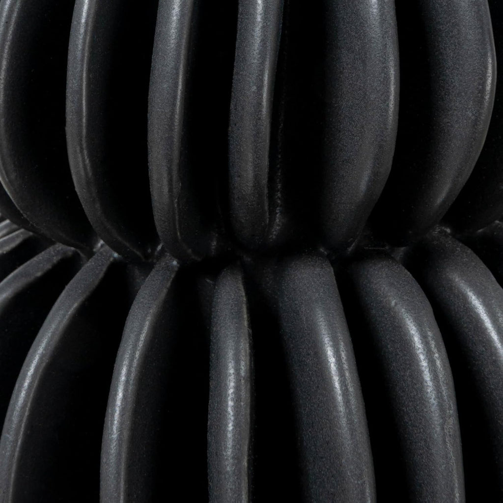 Bloomingville Decorative Pleated Stoneware Vase, Black