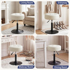 Furniliving Adjustable Swivel Vanity Stool, Makeup Ottoman Stool, PU Leather Chair for Makeup Room, Small Makeup Stool for Vanity, Bedroom, Living Room, White