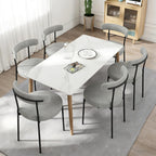 Boucle Dining Chairs Set of 2, Round Kitchen Chairs with Curved Backrest and Metal Legs, Upholstered Modern Style, Suitable for Living Room