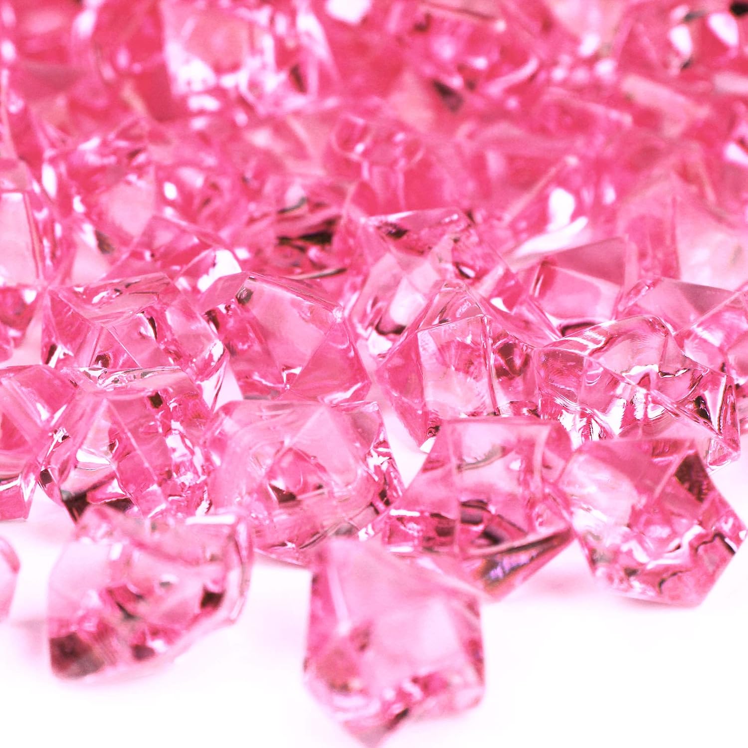 CYS EXCEL Acrylic Pink Crushed Ice Vase Fillers (Approx. 180-190 PCS, 3 Cups) | Multiple Color Choices Plastic Crushed Glass for Arts & Crafts | Acrylic Rock Gems Table Scatter
