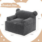 Kids Bear Ear Bean Bag Chair, Stuffed Toddler Sofa Chair with Pocket, Lazy Floor Chair for Boys and Girls, for Gaming, Reading, Nursery Playroom Bedroom