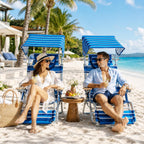 Backpack Beach Chair with Footrest, Double Shoulder Straps Folding Tanning Chair with Face & Arm Hole,Sunbathing Lounge Chair for Pool, Beach, Lawn (2Pcs, Standard)