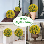OUTLANE 17.7" Artificial Rose Topiary Balls, 2 PCS Yellow Faux Floral Spheres with Hanging Chains & Zip Ties, Large Fake Flower Balls for Outdoor Porch, Patio, Indoor Wedding Decor