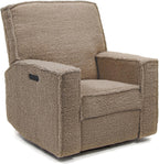 Storkcraft Texas Nursery Power Recliner Swivel Glider – Oeko-TEX 100 Certified, Nursery Rocking Chair with Push-Button Electronic Recline Function, USB-A and USB-C Charging Ports (Brown Sugar Sherpa)