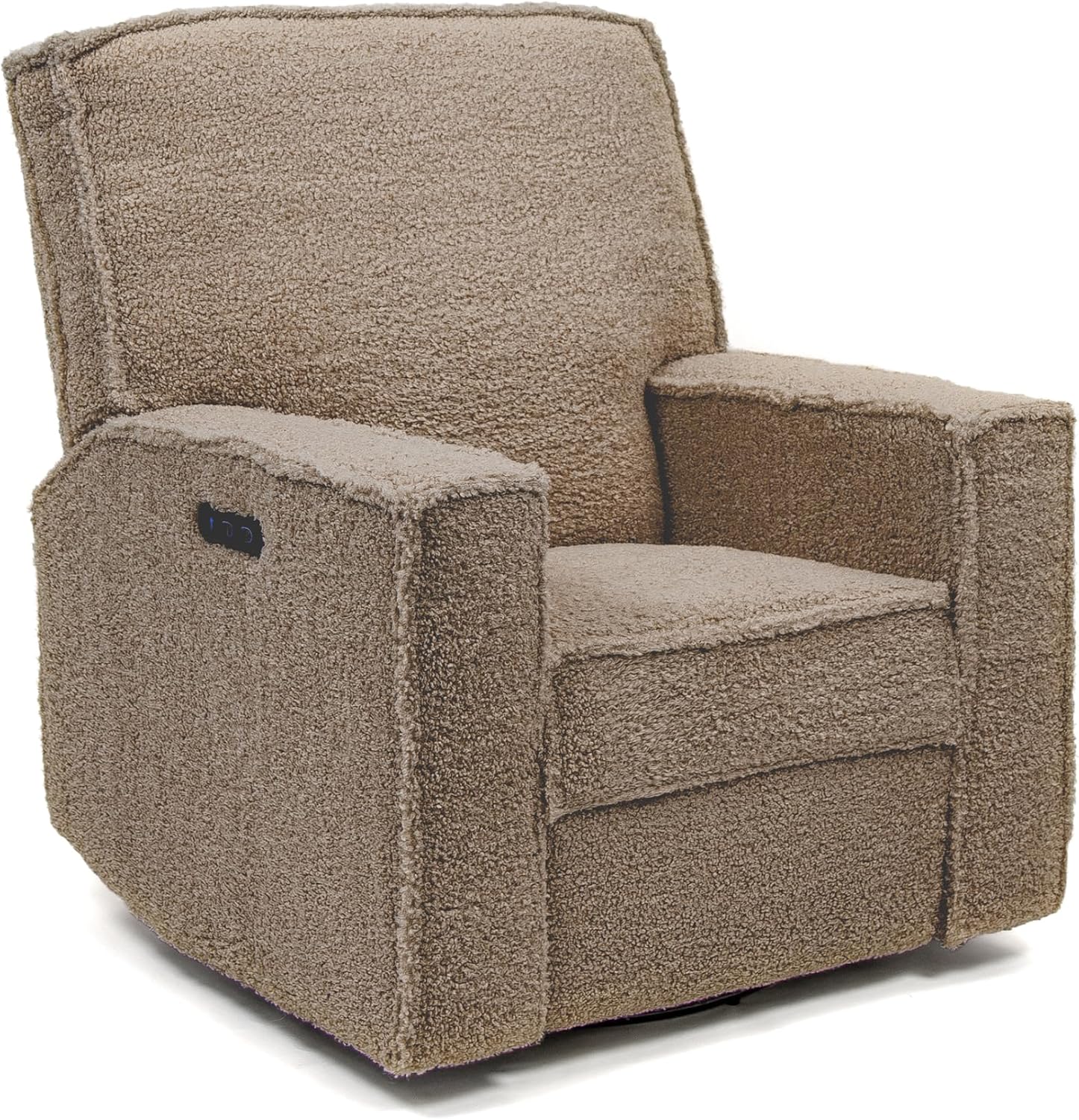 Storkcraft Texas Nursery Power Recliner Swivel Glider – Oeko-TEX 100 Certified, Nursery Rocking Chair with Push-Button Electronic Recline Function, USB-A and USB-C Charging Ports (Brown Sugar Sherpa)