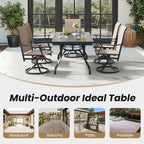 Soohow Outdoor Dining Table 60"x35", Rectangle Patio Dining Table with 1.57" Umbrella Hole, Outdoor Metal Furniture for Patio, Graden, Backyard and Poolside, Weather-Resistant