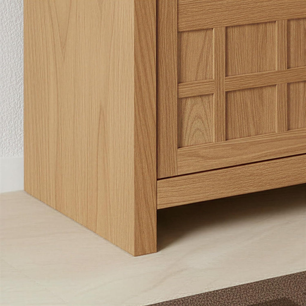 Walker Edison Booker Modern Sideboard/TV Stand with Adjustable Cabinets, 74 Inch, Heritage Oak