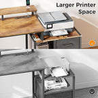 AODK Computer Desk with Printer Storage Shelf, 56 Inch Office Desk with Drawers & Power Outlet, Reversible Desk Space-Saving Workstation with Individual PC Stand, Rustic Brown