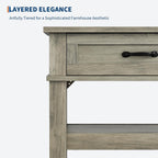 GarveeHome Entryway Table, Console Table with 2 Storage Drawers, 3 Tier Farmhouse Wooden Sofa Table, Hallway Tables for Entryway, Living Room, Rustic Grey