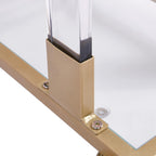 Golden Glass Side Table, Acrylic Sofa Table, Glass Top C Shape Table with Metal Base for Living Room, Bedroom, Balcony Home and Office (Gold)
