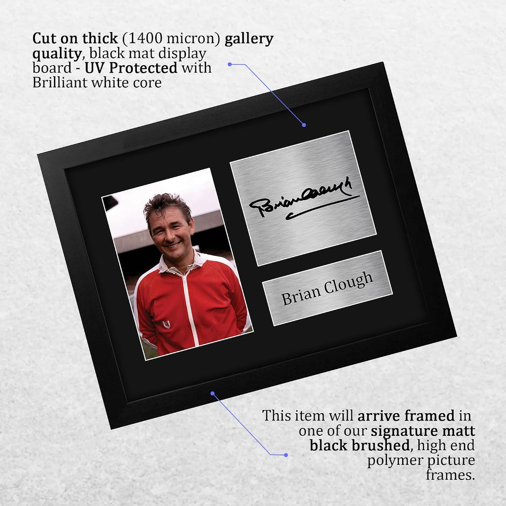 HWC Trading Brian Clough Nottingham Forest Gifts Printed Signed Autograph Picture for Soccer Fans and Supporters - US Letter Framed (ID-007475)