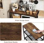 Kitchen Island with 3 Tier Storage, Height-Adjustable Kitchen Shelf, Microwave Stand for Dining, Sturdy Metal Frame, 30.7" L x 13.77" D x 31.51" H,Rustic Brown and Black