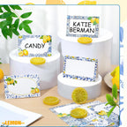 Jetec 48 Pcs Capri Lemon Place Cards Yellow and Blue Tile Table Name Cards Tent Placard Buffet Food Label for Table Setting Birthday Bridal Shower Italy Yellow Lemon and Amalfi Coast Party Decoration