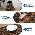 Garvee Washable 5x7 Area Rugs Boho Vintage Floral Botanical Fall Soft Non-Slip Low-Pile Stain Resistant Throw Rugs for Bedroom Living Room Nursery Office Kitchen Room Decor Dark Brown