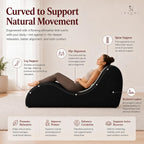 Naomi Home Yoga Chair for Adults - Ergonomic Yoga Chaise Lounge Bench, Wood & Metal Frame, 330 lb Capacity, Upholstered Microfiber Lounge for Deep Stretching, Relaxation & Creative Comfort - Black