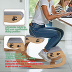 Ergonomic Kneeling Chair with Wooden Frame - Adjustable Height Office Chair with Soft Padding for Back Pain Relief, Posture Correcting Home & Office Desk Chair Wood