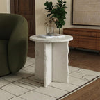 SAFAVIEH Couture Collection – Raybrook Stone Round Accent Table, Fully Assembled Mint Sandstone Side Table (SFV5785A)