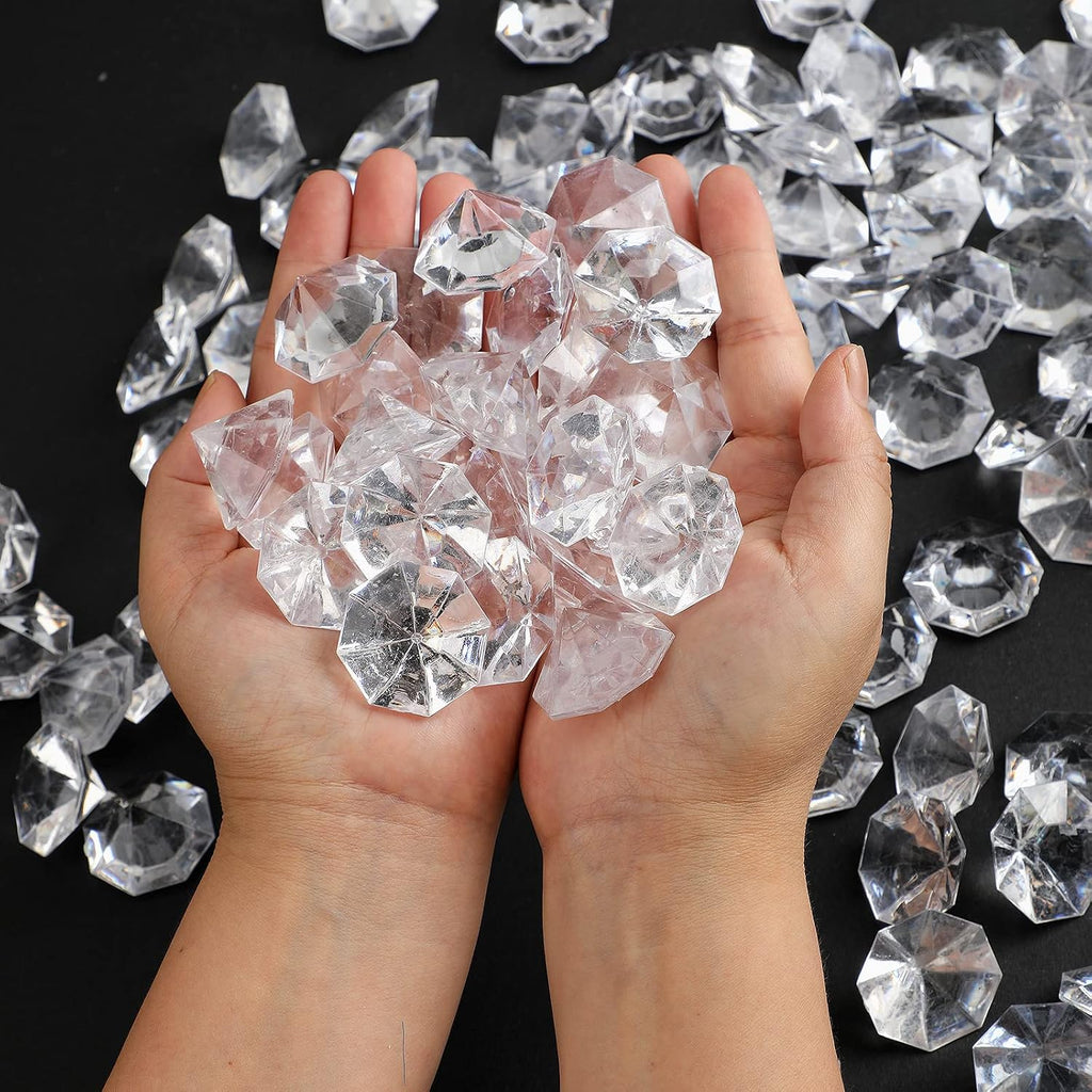 2 Pounds of 25 Carat Clear Acrylic Diamonds - Big Diamonds for Table Centerpiece Decorations, Wedding Decorations, Bridal Shower Decorations
