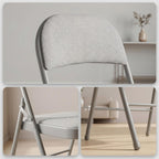 Folding Chairs 10 Pack, Fabric Padded Seat & Back with Heavy Duty Metal Frame, Portable Indoor Outdoor Folding Chair for Dining, Office, Wedding, Party & Events, 350 LBS Capacity,Gray