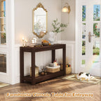 Besiost Small Farmhouse Wood Entryway Table Narrow Console Table with Storage Behind Couch Sofa Table with Shelves Entry Way Tables with Open Storage, Easy Assembly, 32" Black Walnut
