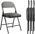 4 Pack Padded Cushion and Back Folding Chairs, Fabric Dining Chair Set with Steel Frame Metal for Home and Office, for Indoor and Outdoor Events, (Fabric Gray)