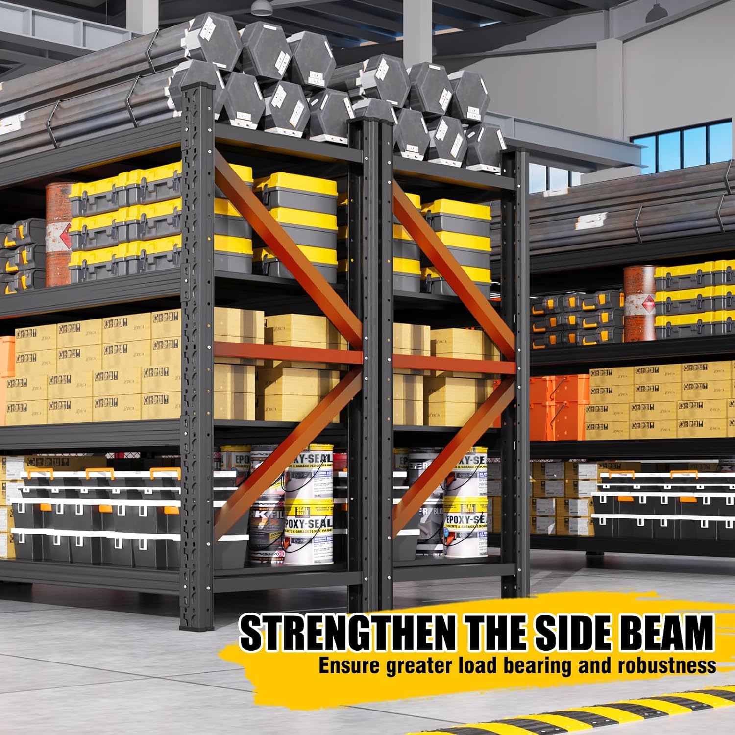 79"W Heavy Duty Storage Shelves, 8000LBS Adjustable Garage Shelving Unit, Rust Proof Large Metal Storage Rack, 24"D x 79"W x 74"H Industrial Shelving for Warehouse, Basement, Shop, Supermarket