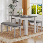Giantex Upholstered Dining Bench with Padded Seat, Solid Wood Legs, Load 800 lbs, 40.5"x16"x20", Entryway Shoe Rack Bench for Kitchen, Dining Room, Living Room, Bedroom, End of Bed, Hallway (Grey,1)