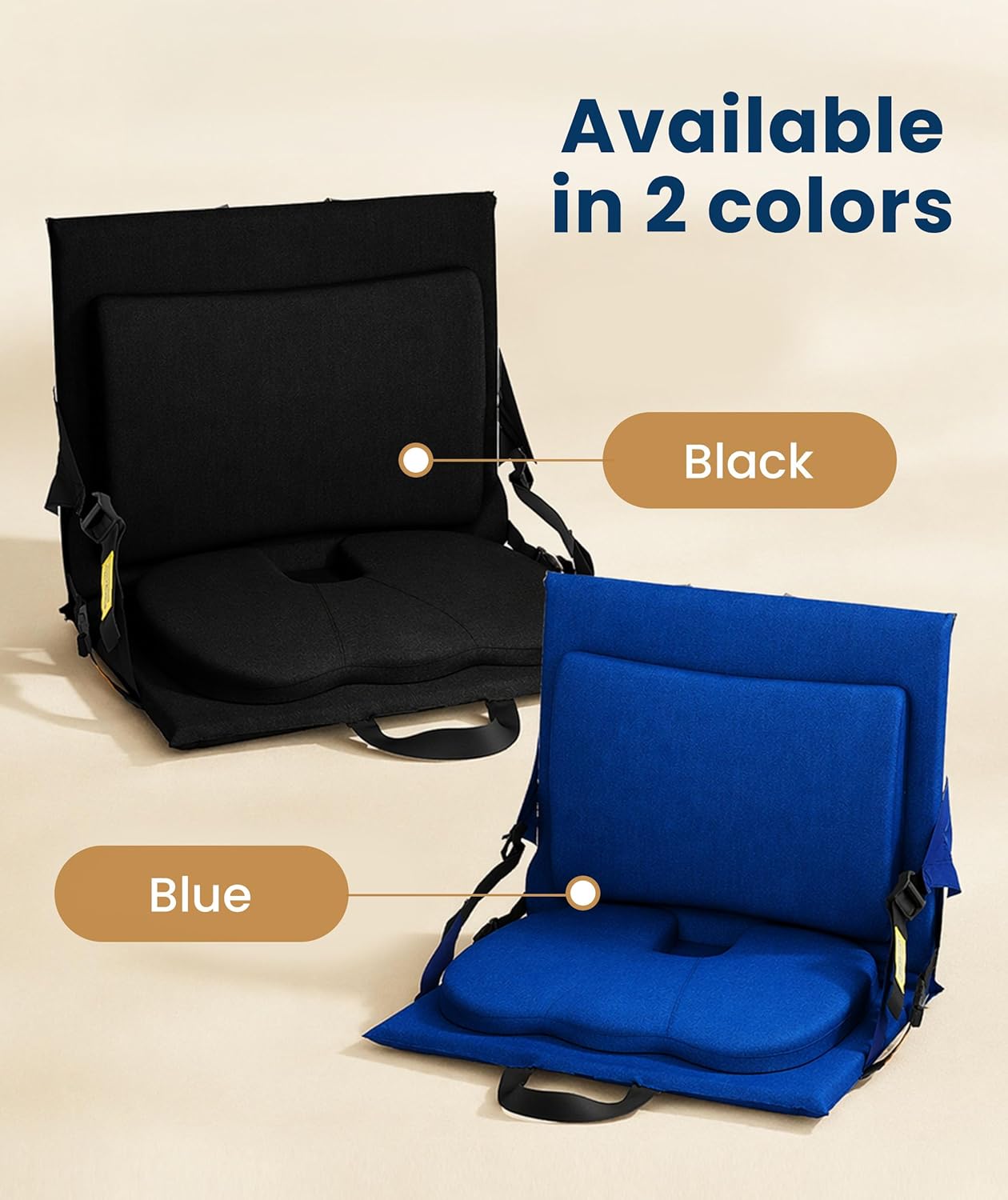 Everlasting Comfort Stadium Seats with Back Support - Adjustable Memory Foam Bleacher Chairs with Back and Cushion, Portable, Easy Folding Stadium Seat Cushion with Storage Pocket
