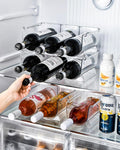 Transparent Wine Rack Stackable Bottle Holder for Refrigerator Beverage Storage and Organization at Home (3 Link)