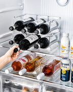 Transparent Wine Rack Stackable Bottle Holder for Refrigerator Beverage Storage and Organization at Home (3 Link)