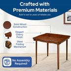 MECO Stakmore Stylish Durable Versatile Square Solid Wood Scalloped Edge Compact Folding Traditional Card Table for Home Use, Cherry