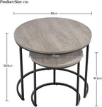 Topeakmart Nesting Side Tables Set of 2, Modern Round End Tables w/Waterproof Scratch Resistant Surface & Sturdy Metal Base for the Living Room,Guestroom, Balcony, Apartment and Small Space,Gray