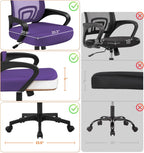 Topeakmart Executive Office Desk Chair Ergonomic Mesh Back Office Chair Adjustable Work Chair with Lumbar Support and Swivel Rolling Wheels for Home Office Conferecne Roon and Study, Purple